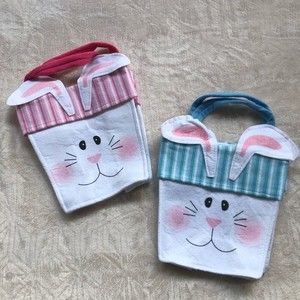 NWOT Easter Bunny Gift Baskets Felt Bags Set